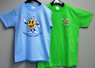 川丸くんTシャツ（左：こども１４０cm、右：大人Sサイズ）