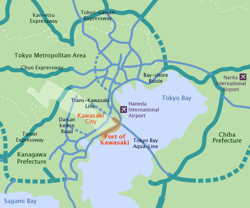 kawasaki on a map